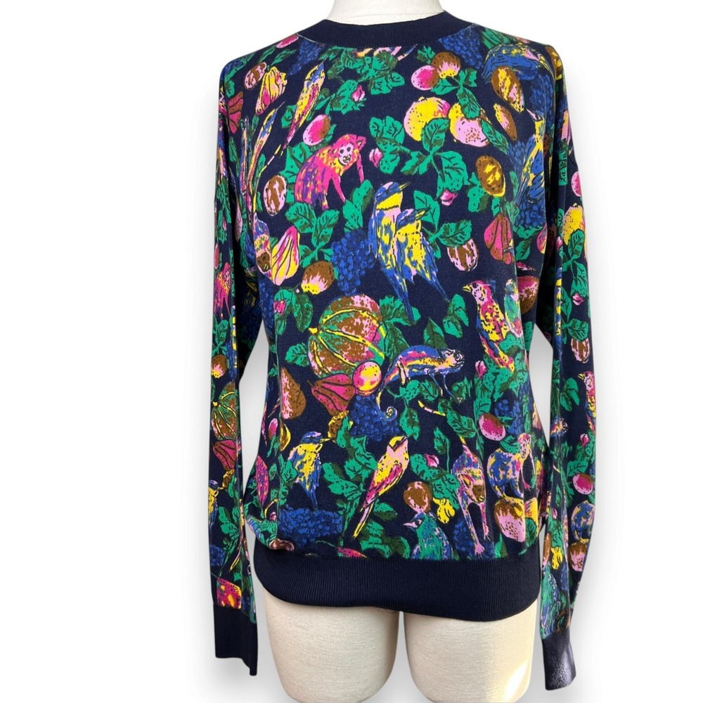 & Other Stories Paris Atelier Jungle Birds Monkeys Sweater US Small S Cotton